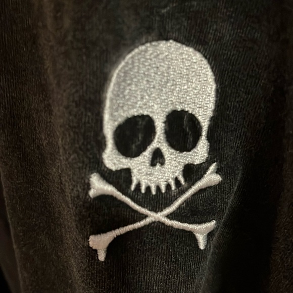 Social collision skull crossbones shirt BLACK shite collar GOTH EMO 3XL WOMENS - Picture 3 of 15